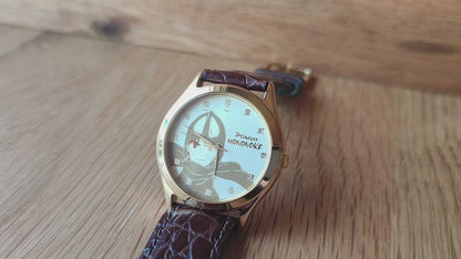 Montre-bracelet officielle Ghibli Princesse Mononoké vintage 1998* • Ashitaka doré • Limitée à 1998