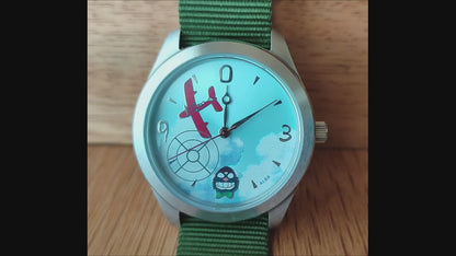 Vintage* Offizielle Ghibli Museum Porco Rosso Armbanduhr • Crimson Pig Uhr • Japanische Anime Uhren