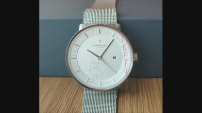 Official Moomins Nordgreen Wrist Watch • Moomintroll Gray Japanese Watches • Lim. 1000