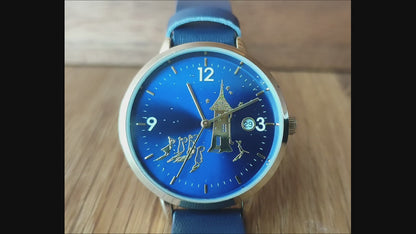 Vintage* Official Moomins Blue-Golden Wrist Watch • Moomintroll, Little My Japanese Watches