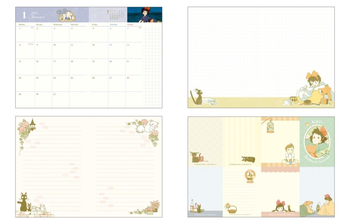 Studio Ghibli Book Cover with Planner• My Neighbor Totoro, Kikis Delivery Service A6 Schedule Book - Kamaji Market