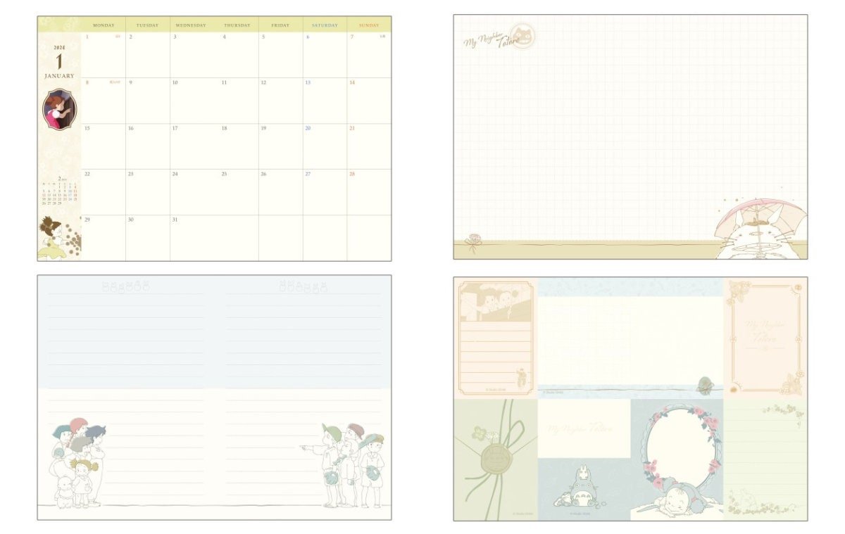 Studio Ghibli Book Cover with Planner• My Neighbor Totoro, Kikis Delivery Service A6 Schedule Book - Kamaji Market