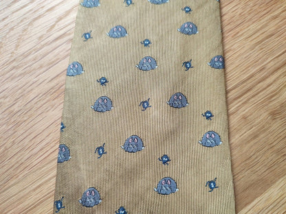 Vintage* Official Ghibli Bo Mouse Necktie • Spirited Away Neckwear/Ascot/Cravat/Accent Clothes • Gold Silk Neck Tie - Kamaji Market