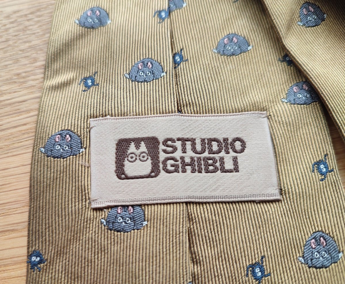 Vintage* Official Ghibli Bo Mouse Necktie • Spirited Away Neckwear/Ascot/Cravat/Accent Clothes • Gold Silk Neck Tie - Kamaji Market