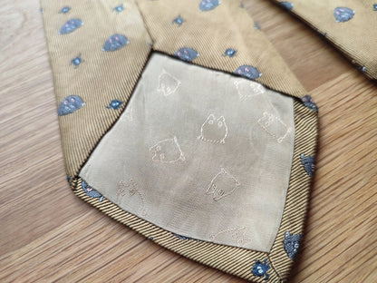 Vintage* Official Ghibli Bo Mouse Necktie • Spirited Away Neckwear/Ascot/Cravat/Accent Clothes • Gold Silk Neck Tie - Kamaji Market