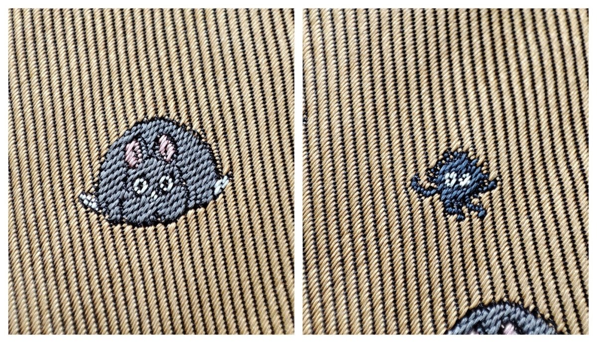 Vintage* Official Ghibli Bo Mouse Necktie • Spirited Away Neckwear/Ascot/Cravat/Accent Clothes • Gold Silk Neck Tie - Kamaji Market