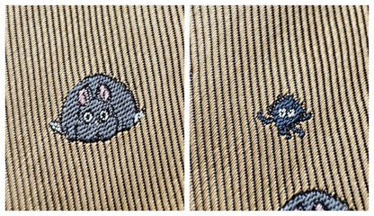 Vintage* Official Ghibli Bo Mouse Necktie • Spirited Away Neckwear/Ascot/Cravat/Accent Clothes • Gold Silk Neck Tie - Kamaji Market