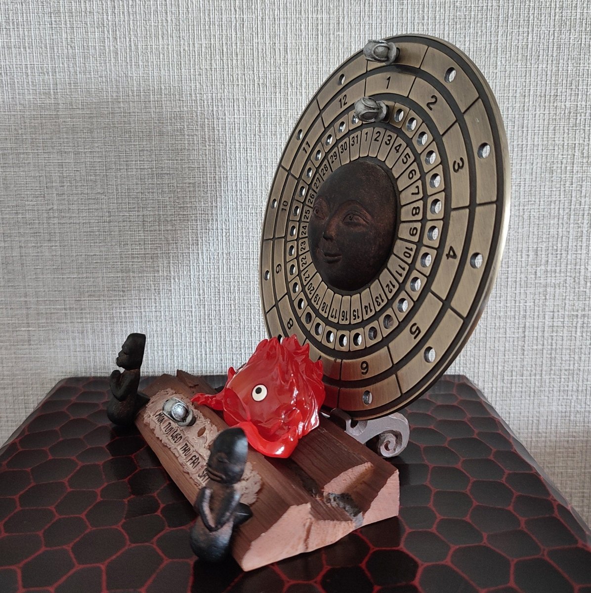 Vintage* Official Ghibli Calcifer Perpetual Calendar • Howls Moving Castle Figure/Figurine/Statue/Home Decor/Interior Diorama • Ghibli Gift - Kamaji Market