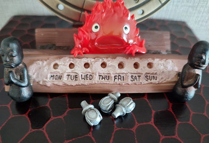 Vintage* Official Ghibli Calcifer Perpetual Calendar • Howls Moving Castle Figure/Figurine/Statue/Home Decor/Interior Diorama • Ghibli Gift - Kamaji Market