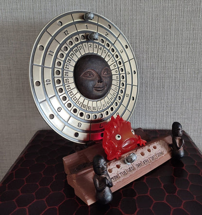 Vintage* Official Ghibli Calcifer Perpetual Calendar • Howls Moving Castle Figure/Figurine/Statue/Home Decor/Interior Diorama • Ghibli Gift - Kamaji Market