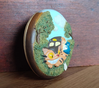 Vintage* Official Ghibli Catbus, No Face Makeup Mirror • My Neighbor Totoro, Spirited Away Compact Pocket Portable Hand Mirror • Ghibli Gift - Kamaji Market