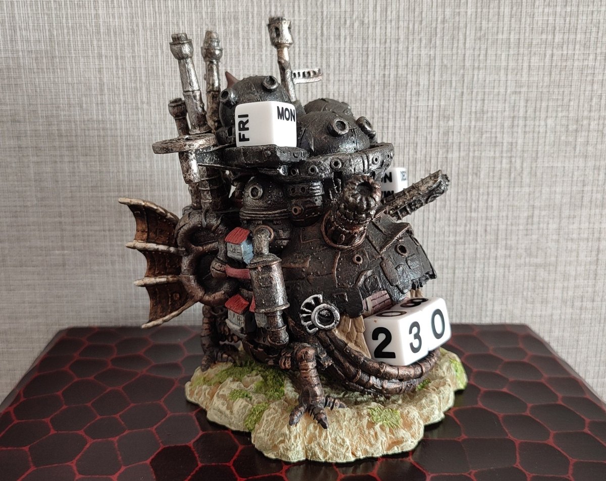 Vintage* Official Ghibli Howl Figure Perpetual Dice Calendar • Howls Moving Castle Home Decor/Interior Diorama - Kamaji Market