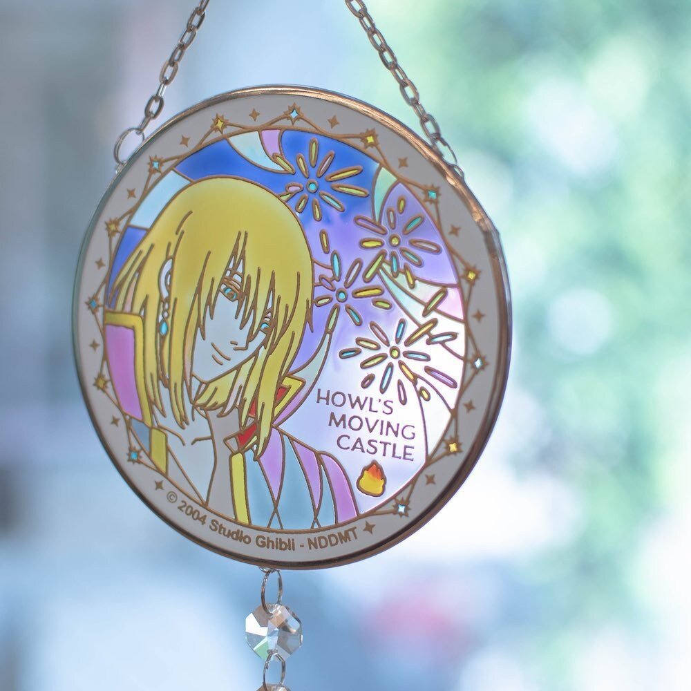 Vintage* Official Ghibli Howl Sun Catcher/Wall Hanging • Howls Moving Castle Glass Home Decor/Interior Design - Kamaji Market