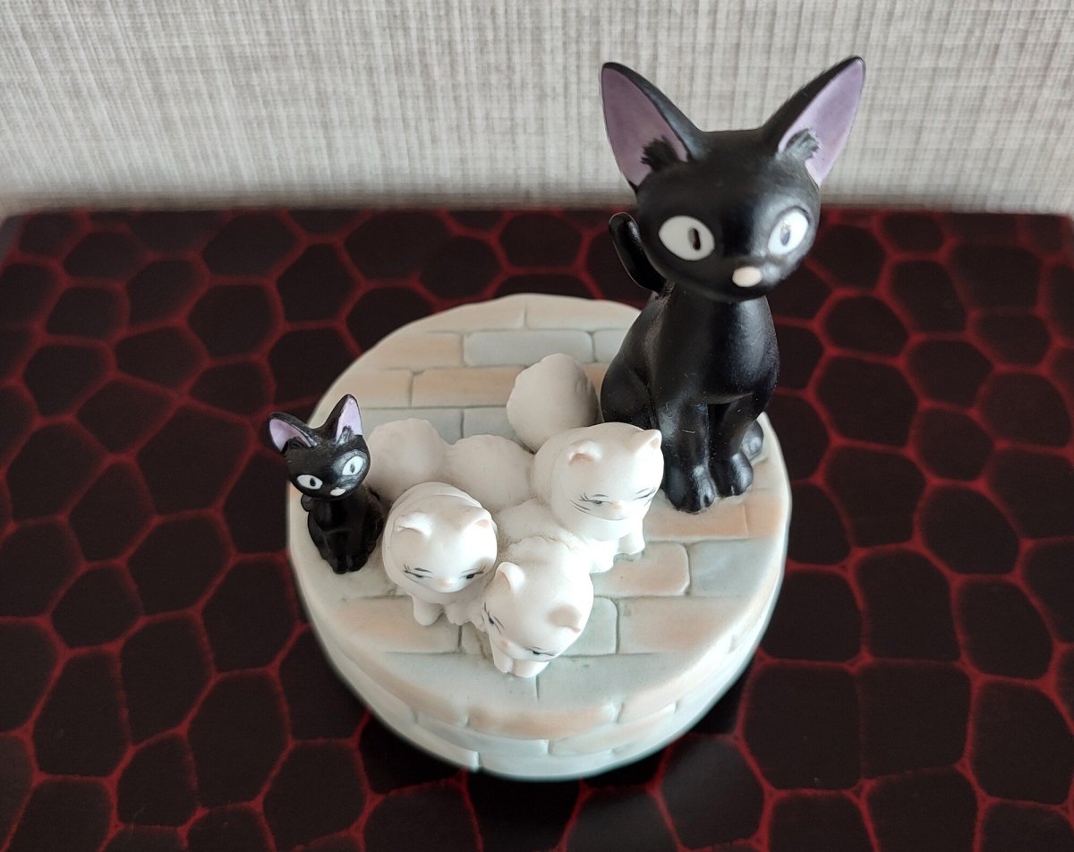 Vintage* Official Ghibli Jiji Figure/Music Box • Kikis Delivery Service Figurine/Replica/Home Decor/Interior Diorama - Kamaji Market