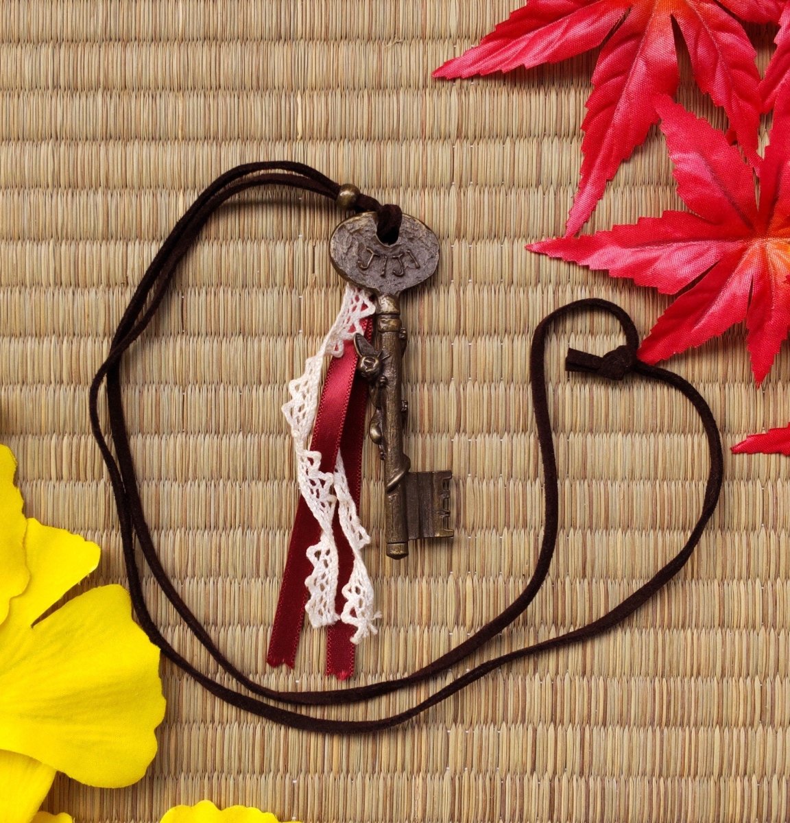 Vintage* Official Ghibli Jiji Pendant • Kikis Delivery Service Gothic Necklace • Gigi Bag Charm • Cute Cat Bronze Key - Kamaji Market