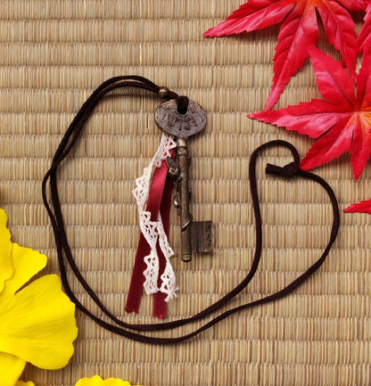 Vintage* Official Ghibli Jiji Pendant • Kikis Delivery Service Gothic Necklace • Gigi Bag Charm • Cute Cat Bronze Key - Kamaji Market