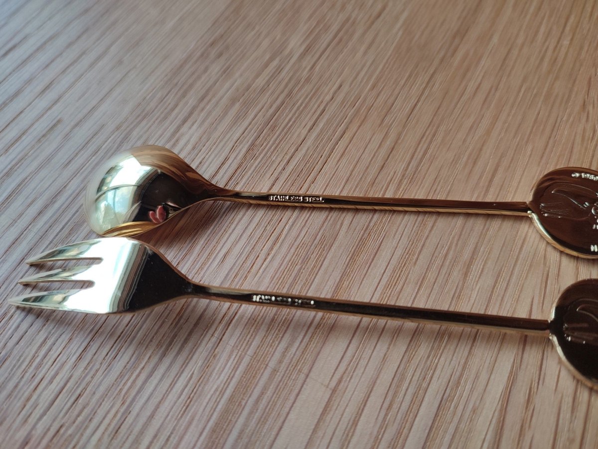 Vintage* Official Ghibli Jiji Teaspoon/Fork Set • Kiki's Delivery Service Japanese Table Spoon/Cutlery/Tableware - Kamaji Market