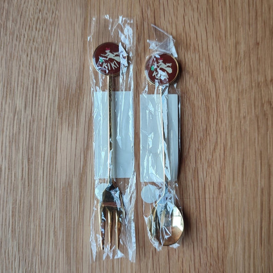 Vintage* Official Ghibli Jiji Teaspoon/Fork Set • Kiki's Delivery Service Japanese Table Spoon/Cutlery/Tableware - Kamaji Market