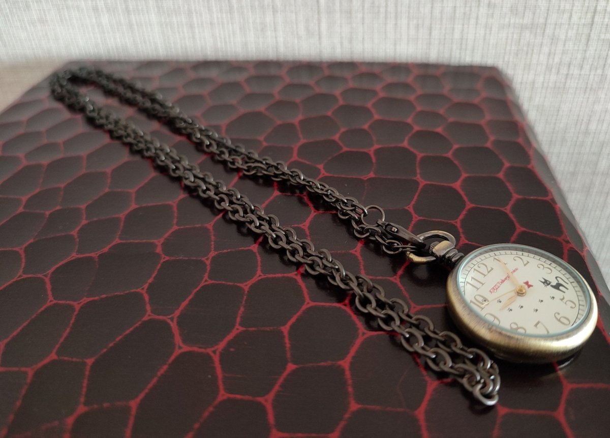 Vintage* Official Ghibli Jiji Watch Necklace • Kikis Delivery Service Pendant/Clock • Japanese Anime Pocket Watches - Kamaji Market