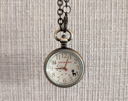 Vintage* Official Ghibli Jiji Watch Necklace • Kikis Delivery Service Pendant/Clock • Japanese Anime Pocket Watches - Kamaji Market