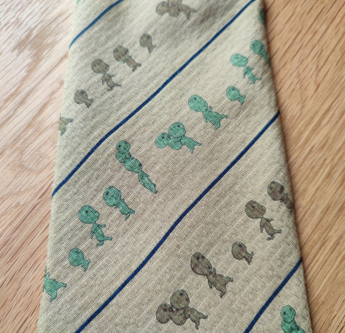 Vintage* Official Ghibli Mononoke Necktie • Princess Mononoke Neckwear/Ascot/Cravat/Accent Clothes,Yellow Silk Neck Tie - Kamaji Market