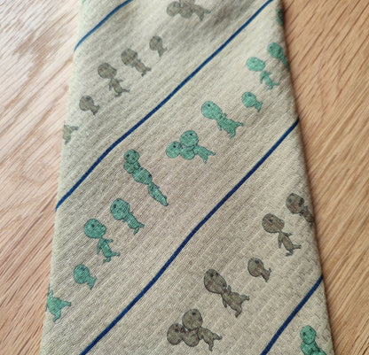 Vintage* Official Ghibli Mononoke Necktie • Princess Mononoke Neckwear/Ascot/Cravat/Accent Clothes,Yellow Silk Neck Tie - Kamaji Market