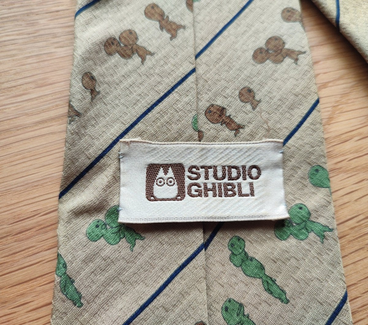 Vintage* Official Ghibli Mononoke Necktie • Princess Mononoke Neckwear/Ascot/Cravat/Accent Clothes,Yellow Silk Neck Tie - Kamaji Market