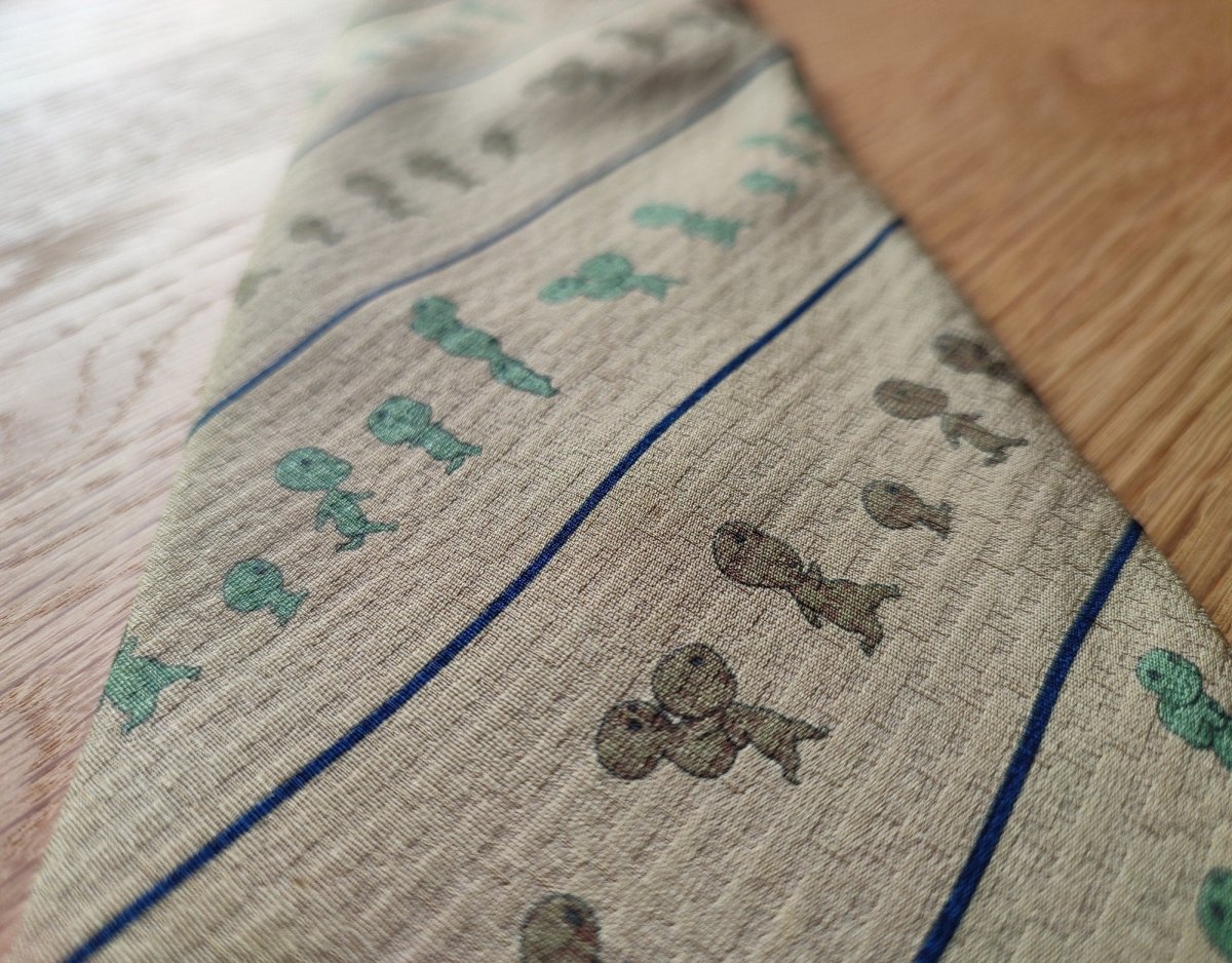Vintage* Official Ghibli Mononoke Necktie • Princess Mononoke Neckwear/Ascot/Cravat/Accent Clothes,Yellow Silk Neck Tie - Kamaji Market