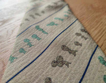 Vintage* Official Ghibli Mononoke Necktie • Princess Mononoke Neckwear/Ascot/Cravat/Accent Clothes,Yellow Silk Neck Tie - Kamaji Market