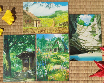 Vintage* Official Ghibli Museum Postcard • Howl, Whisper, Porco Rosso, Kikis Delivery Background Artwork • Studio Ghibli Oga Kazuo Painting - Kamaji Market