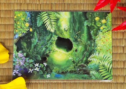 Vintage* Official Ghibli Museum Postcard • My Neighbor Totoro Message card/Writing letter • Oga Kazuo Painting - Kamaji Market