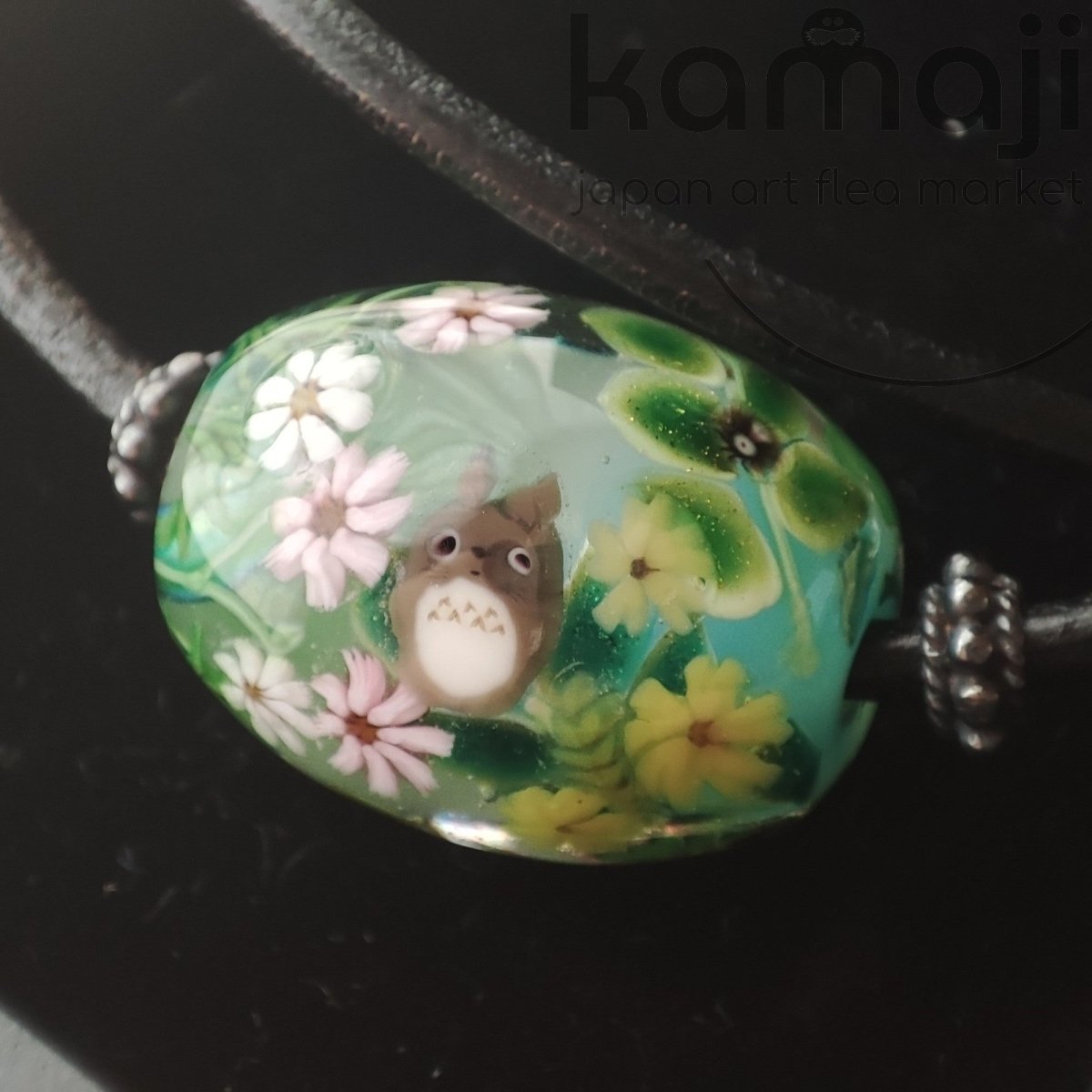 Vintage* Official Ghibli Museum Totoro Necklace • My Neighbor Totoro Handmade Glass Jewelry - Kamaji Market