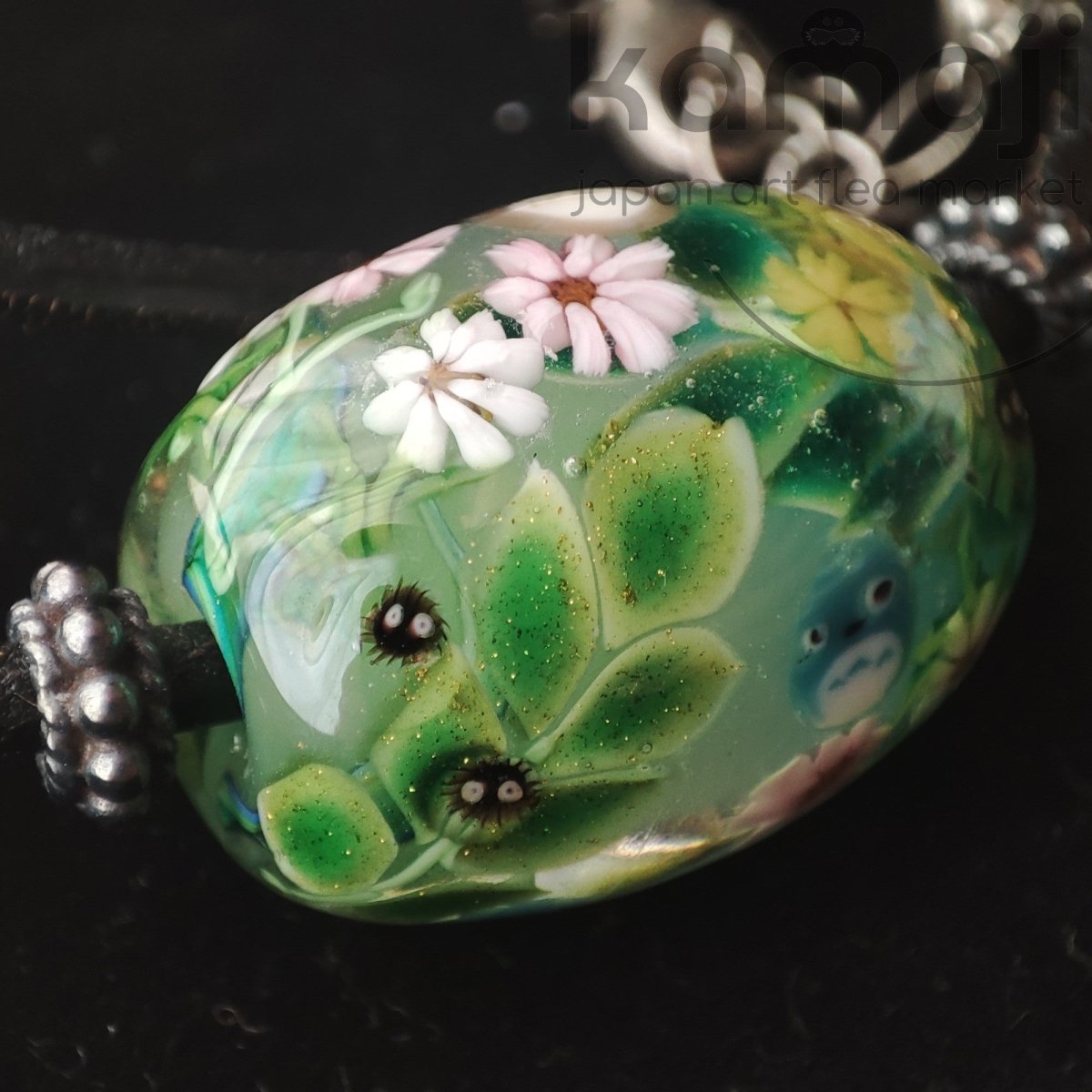 Vintage* Official Ghibli Museum Totoro Necklace • My Neighbor Totoro Handmade Glass Jewelry - Kamaji Market