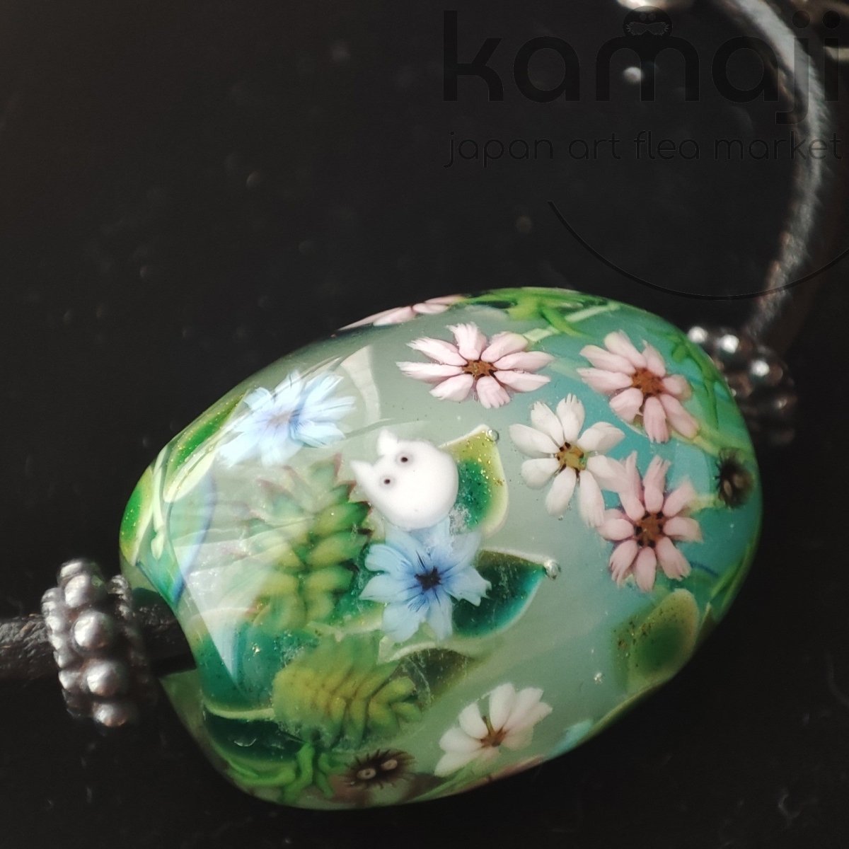 Vintage* Official Ghibli Museum Totoro Necklace • My Neighbor Totoro Handmade Glass Jewelry - Kamaji Market
