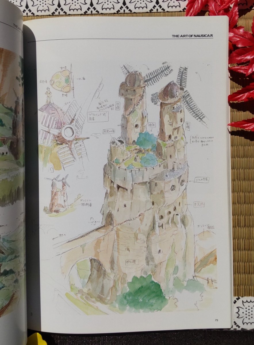 Vintage* Official Ghibli Nausicaa Artbook • Nausicaä of the Valley of the Wind Anime • Japanese Painting Art Book - Kamaji Market
