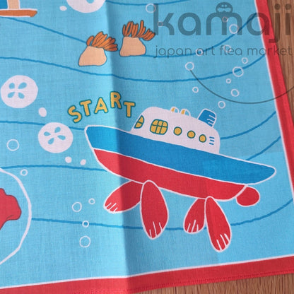 Vintage* Official Ghibli Ponyo Handkerchief/Tapestry • Ponyo on the Cliff Bandana/Neckerchief/Scarf/Wall Hanging/Interior Decor - Kamaji Market