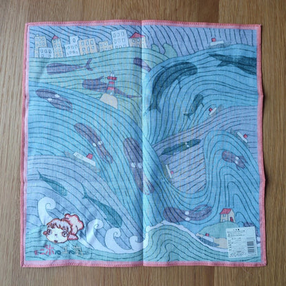Vintage* Official Ghibli Ponyo Handkerchief/Wall Hanging • Ponyo on the Cliff Tapestry/Home Decor - Kamaji Market