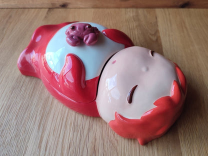 Vintage* Official Ghibli Ponyo Jar/Candy Pot • Ponyo on the Cliff by the Sea Ceramic Container/Bowl/Dish/Planter - Kamaji Market