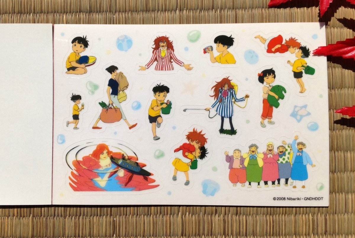Vintage* Official Ghibli Ponyo Stickers set/Art book • Ponyo on the Cliff Sticker Sheets/Artbook • Kawaii Japanese Stationery - Kamaji Market