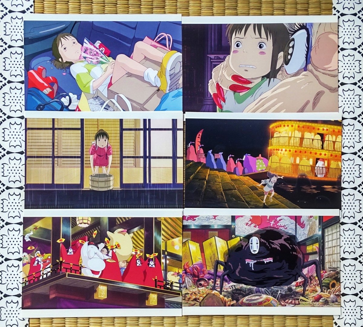 Vintage* Official Ghibli Spirited Away Postcard • Message card/Writing letter • Japanese Stationery • Chihiro, Yubaba, Kaonashi (No Face) - Kamaji Market