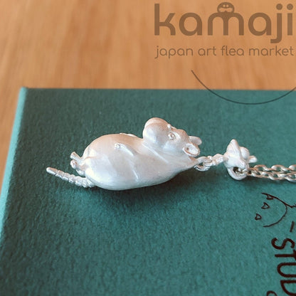 Vintage* Official Ghibli Spirited Away Silver Necklace • Bo Mouse Pendant • Cominica Japanese Jewelry - Kamaji Market