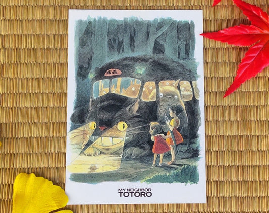Vintage* Official Ghibli StudioTotoro Postcard • My Neighbor Totoro Message card/Writing letter • Japanese Stationery Gift • Catbus, Mei - Kamaji Market