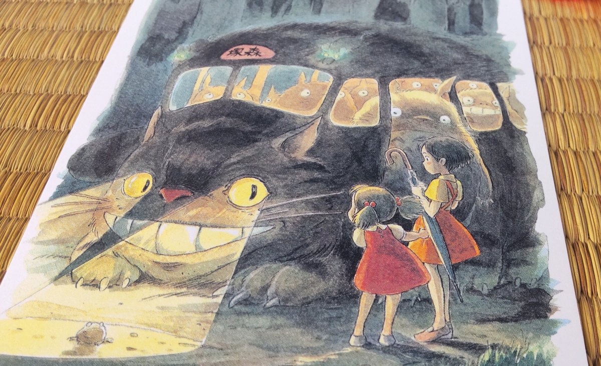 Vintage* Official Ghibli StudioTotoro Postcard • My Neighbor Totoro Message card/Writing letter • Japanese Stationery Gift • Catbus, Mei - Kamaji Market
