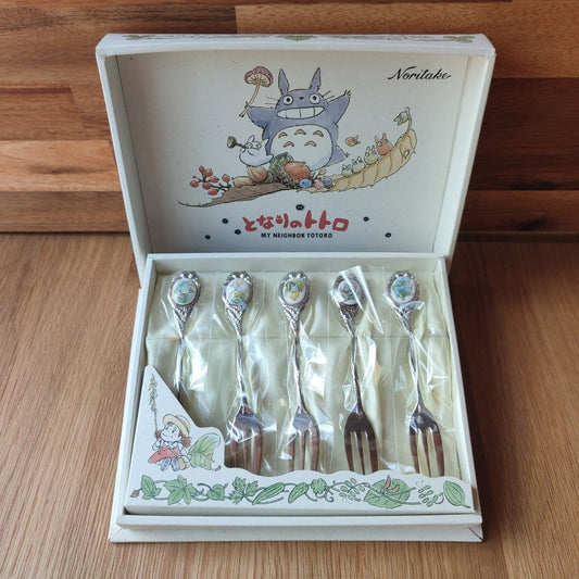 Vintage* Official Ghibli Totoro Fork Set of 5 • My Neighbor Totoro Japanese Dessert Fork/Cutlery/Tableware • Noritake - Kamaji Market
