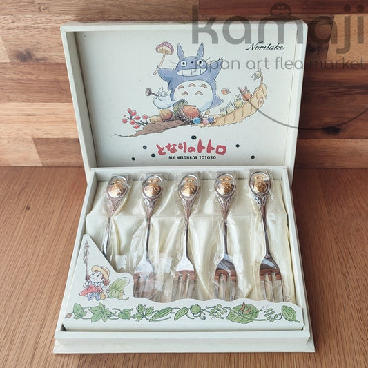 Vintage* Official Ghibli Totoro Fork Set of 5 • My Neighbor Totoro Japanese Dessert Fork/Cutlery/Tableware • Noritake - Kamaji Market