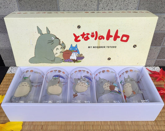 Vintage* Official Ghibli Totoro Glass/Cup Set of 5 • My Neighbor Totoro Japanese Tableware/Glassware - Kamaji Market