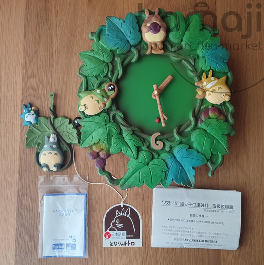 Vintage* Official Ghibli Totoro Green Wall Clock • My Neighbor Totoro Wall Hanging / Home Decor Art / Interior Design - Kamaji Market
