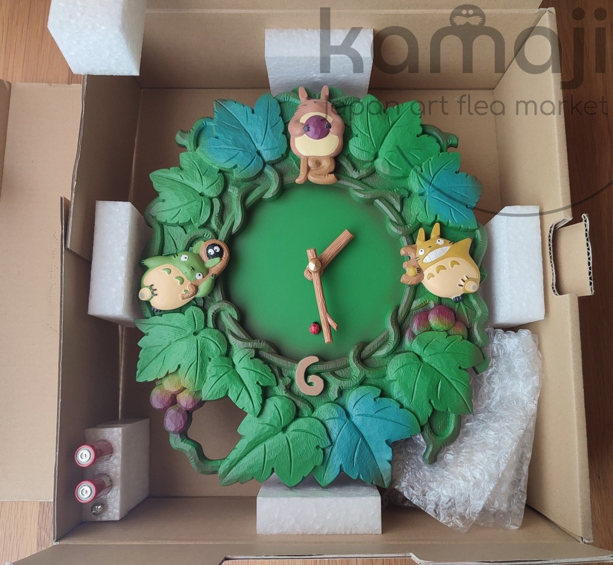 Vintage* Official Ghibli Totoro Green Wall Clock • My Neighbor Totoro Wall Hanging / Home Decor Art / Interior Design - Kamaji Market