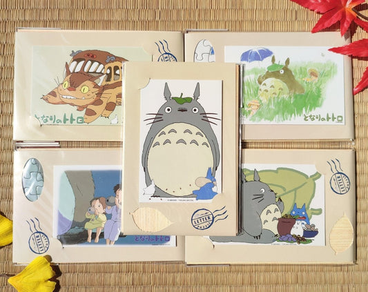 Vintage* Official Ghibli Totoro Letter Puzzle Set • My Neighbor Totoro Message card/Postcard/Envelope • Anime Stationery, - Kamaji Market
