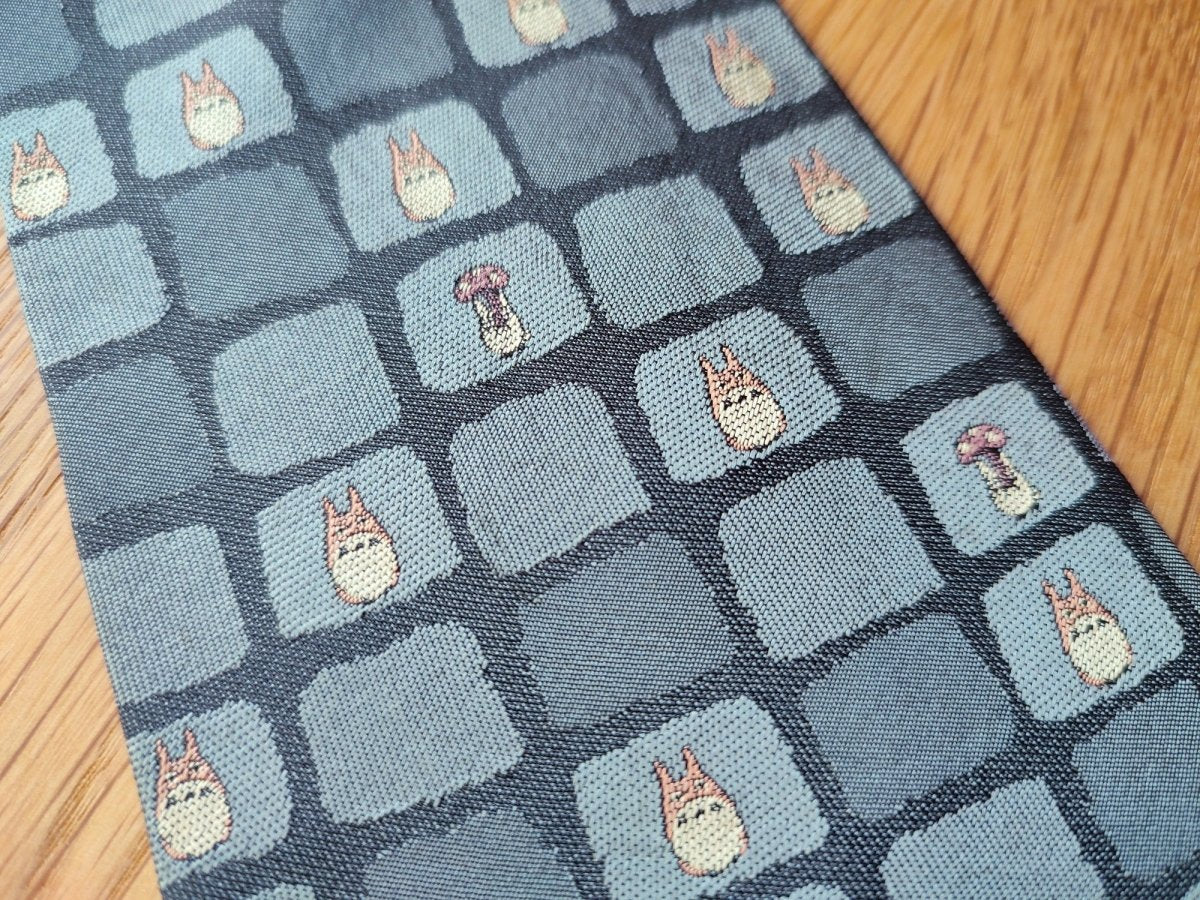 Vintage* Official Ghibli Totoro Necktie • My Neighbor Totoro Neckwear/Ascot/Cravat/Accent Clothes • Blue Silk Neck Tie - Kamaji Market